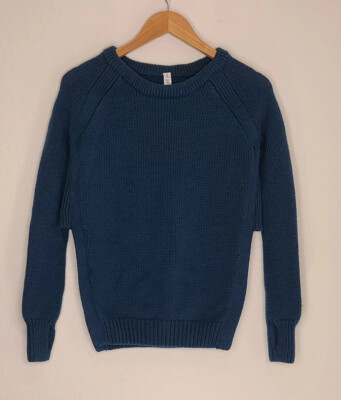 Lululemon Yin To You Sweater Alberta Lake Blue Side Slits 100% Wool Size 4 Women