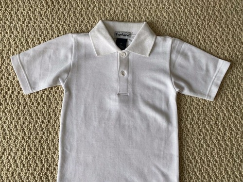 New Boy's Taphuco Uniform Solid White Classic Polo Shirt Boy's Sizes 4 5 6 - Picture 7 of 10
