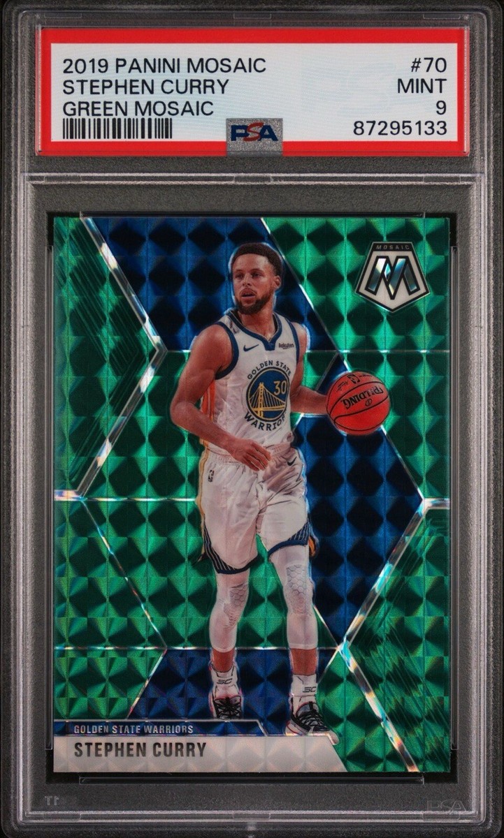2019 Panini Mosaic 70 Stephen Curry Green Mosaic PSA 9 MINT