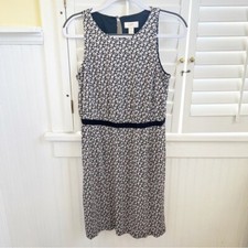 Loft NEW Black & Cream Floral Sleeveless Summer Dress Women’s Size Medium