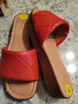 Mariella Slide Wedge Sandals orange Leather Sock Size