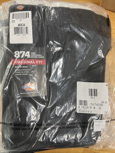 NWT Dickies 874 Pants Mens Original Fit Classic Work Black 48x34 Big And Tall - Picture 3 of 4