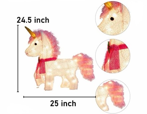 Lighted Christmas Indoor/Outdoor Decoration 3D Christmas Unicorn NEW - Picture 7 of 8