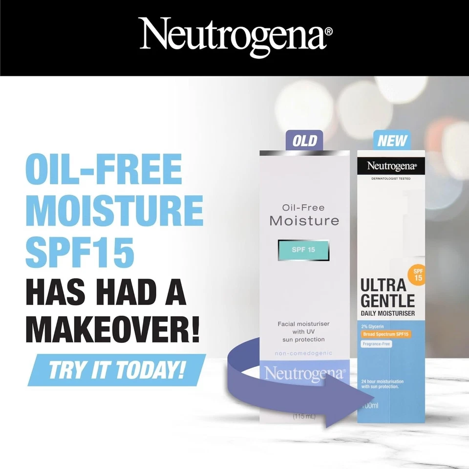 Neutrogena Oil Free Face Moisturizer SPF 15 For Long Lasting (100ml) Free Shipp - Image 3 of 4