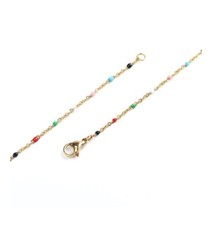 Gold 304 Grade Quality Stainless Steel 17 6/8 Inches Beaded Chain Necklace