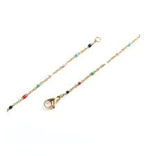 Gold 304 Grade Quality Stainless Steel 17 6/8 Inches Beaded Chain Necklace