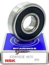 NSK 6304 VV C3 Deep Groove Ball Bearing, Rubber Sealed 6304 2RS 20x52x15 mm