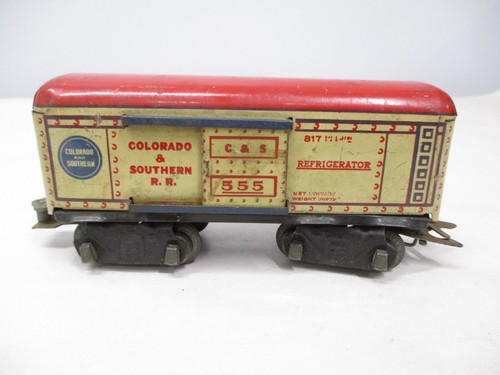 Marx 555 C & S Refrig Car 817 Red Roof Litho 6” 8W Prewar O gauge x6415 - Picture 5 of 7