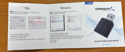 SABRENT USB Audio Stereo Sound Adapter MAc/Windows AU-MMSA - USED - 第 6/7 張圖片