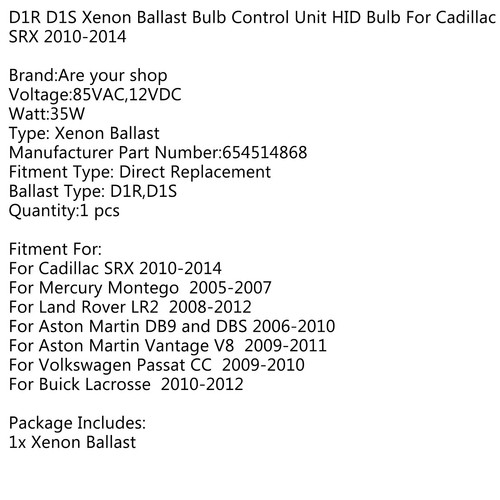 D1R D1S Xenon Ballast Bulb Control Unit HID Bulb For Cadillac SRX 2010-2014 A1 - Picture 12 of 12