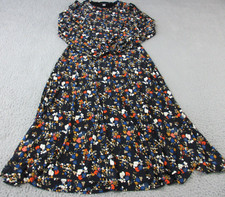 Tommy Hilfiger Dress Womens 4 Blue Red Floral Long Sleeve Lightweight Ruffle