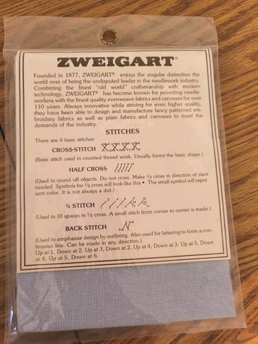 Zweigart Lugana 25 Count Cross Stitch Fabric Light Blue Cotton Viscose 12"x18" - Picture 3 of 3