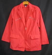 NEW GIORGIO ARMANI WOMAN'S RED JACKET/WINDBREAKER ZIP FRONT SZ 14 COTTON BLEND