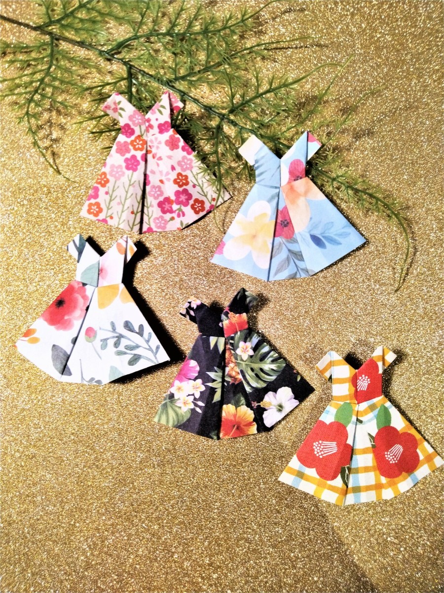 Japanese Kawaii flower Origami Dress, set of 5, gift scrapbooking decor  wedding | eBay