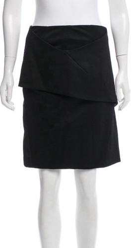 Balenciaga, Black Balenciaga Knee Length Skirt With Contrast Panels At The Sides.