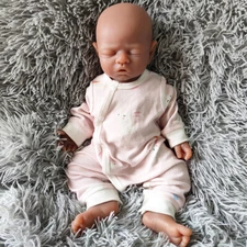 Brown Girl Sleeping Baby 17"Full Silicone Floppy Doll Reborn Baby