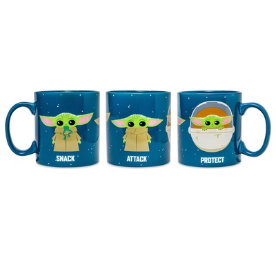 Star Wars: The Mandalorian ''Protect Attack Snack'' Ceramic Mug | Holds 20 Ounces