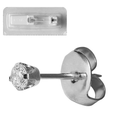 1 Studex Erstohrstecker 750er Gelbgold Ohrring Weiß Rhodiniert Zirkonia 2-3mm