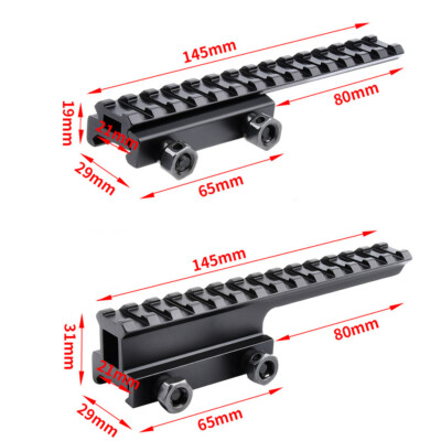 Extended Flat Top Scope Mount Base 0.5'' / 1'' Riser Picatinny Rail 20mm
