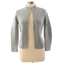 70s Pale Gray Open Front Cardigan Womens S