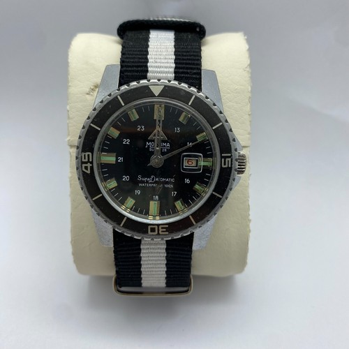 Skin Diver Vintage Mortima Superdatomatic Black Dial French Diver Watch 1970s - Picture 5 of 11