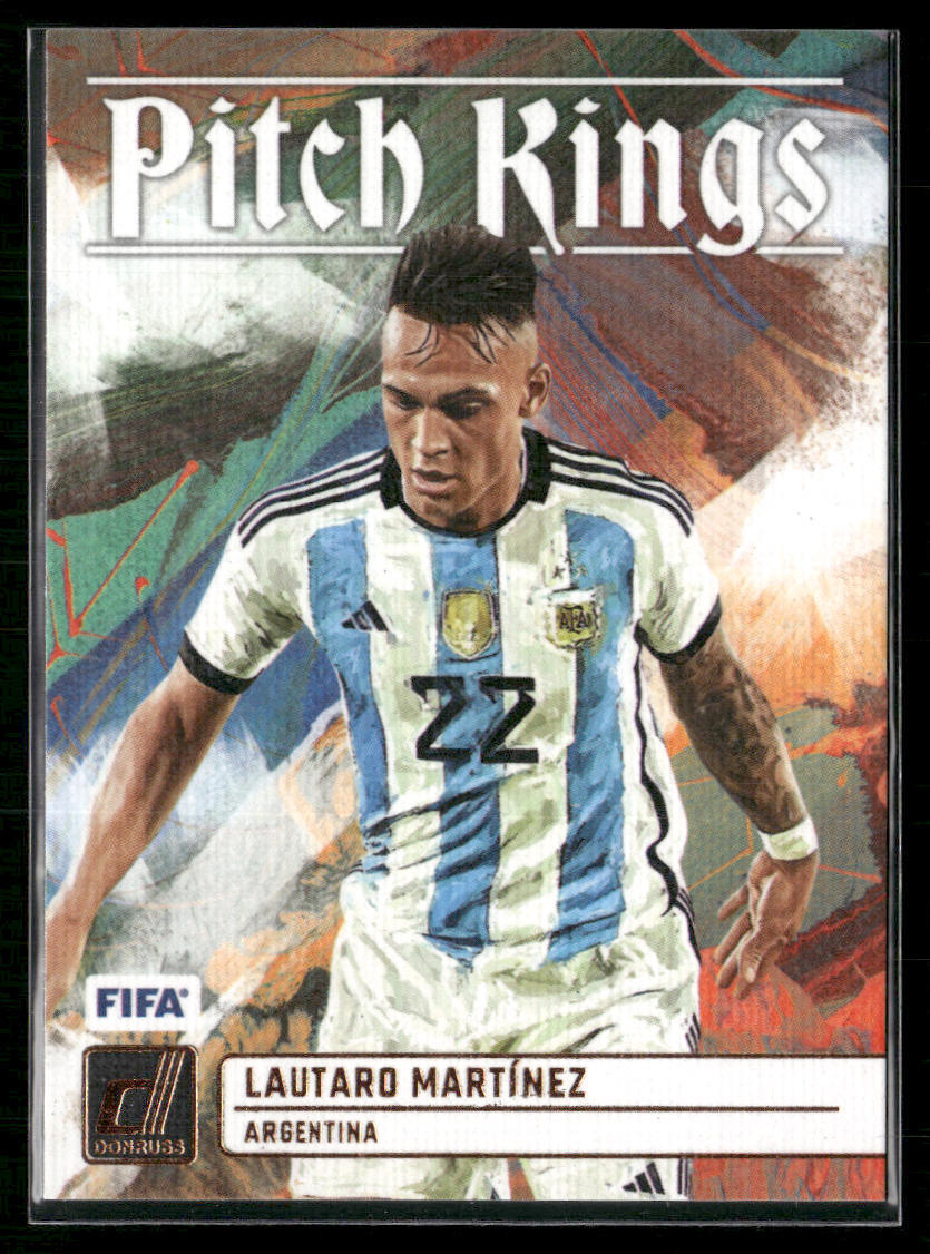 Lautaro Martinez #21 Soccer Cards 2023 Panini Donruss Pitch Kings trading card — raw and PSA graded price guide