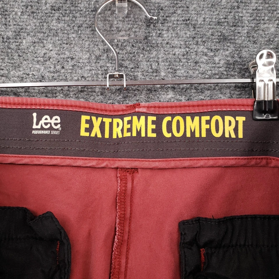 Lee Shorts Mens 42 Red Extreme Comfort Chino Bermuda Flat Front Stretch - Image 2 of 4
