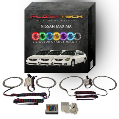 RGB Angel Eye LED Halo kit with IR Remote for 2007-2008 Nissan Maxima Headlights