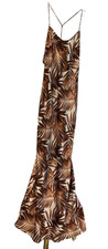 Forever 21 Women's Size XS Tropical Maxi Dress Brown Multi Strappy NEW