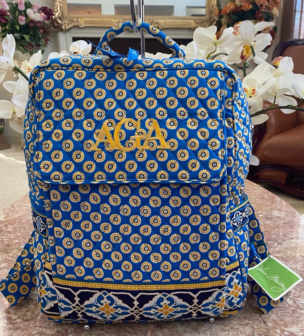 NWT Vera Bradley Riviera Blue Yellow Multicolor Canvas Large  display picture 2