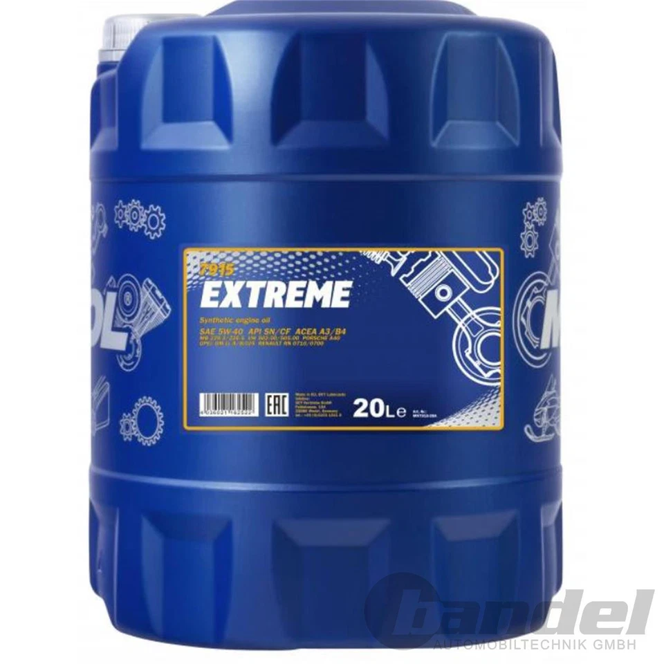 20 LITER SAE 5W-40 MANNOL EXTREME MOTORÖL passend für ACEA A3/B4 BMW LL-01/98