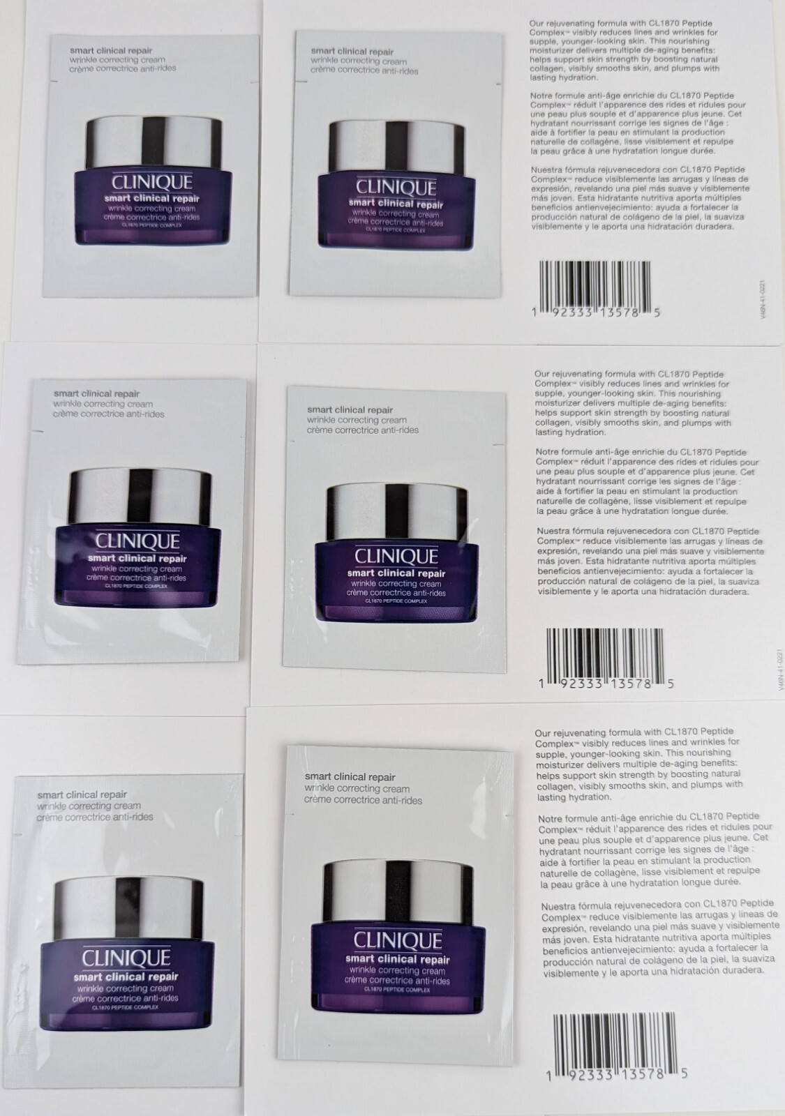 Clinique Smart Clinical Repair Wrinkle Correcting Cream 6 Sample Packets  -image