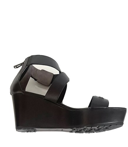 BELSTAFF Made In Italy Black Leather Wedge Heel Ankle Strap Sandals $1495 EU41 - Picture 4 of 12