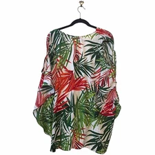 INC International Concepts Womans Plus Size 3X Cold Shoulder Tropical Print Top