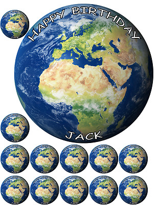 GLOBUS WELTKARTE REISEN 7,5'' + 12 x 1,5'' PREMIUM Essbar REISOBLATEN Kuchen Topper D2