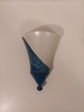 Glazed Art Pottery Wall Pocket White And Dark Teal Signed Vunker