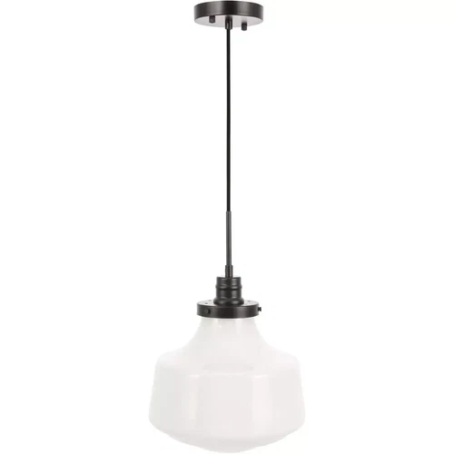 Elegant Lighting Lyle Single Light 11" Wide Pendant with Frosted Glass Black - Picture 1 of 7