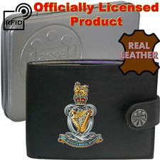 Queen’s Royal Hussars Soft Leather Personalised Wallet Army Men's Gift Tin RFID