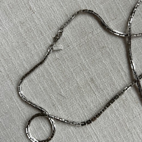 Vintage Monet Silver Tone Square Rolo Link Opera Length 59" Necklace