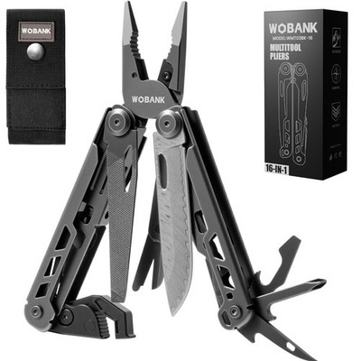 WOBANK Multitool, 16-in-1 Stainless Steel Multi Tool Pliers with Adjustable Hex