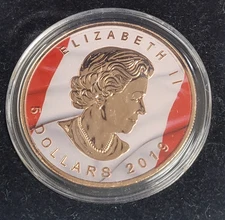 2019 1 Oz .9999 Silver Canada Maple Gold Gilded & Diamond Dusted Flag Coin AA177