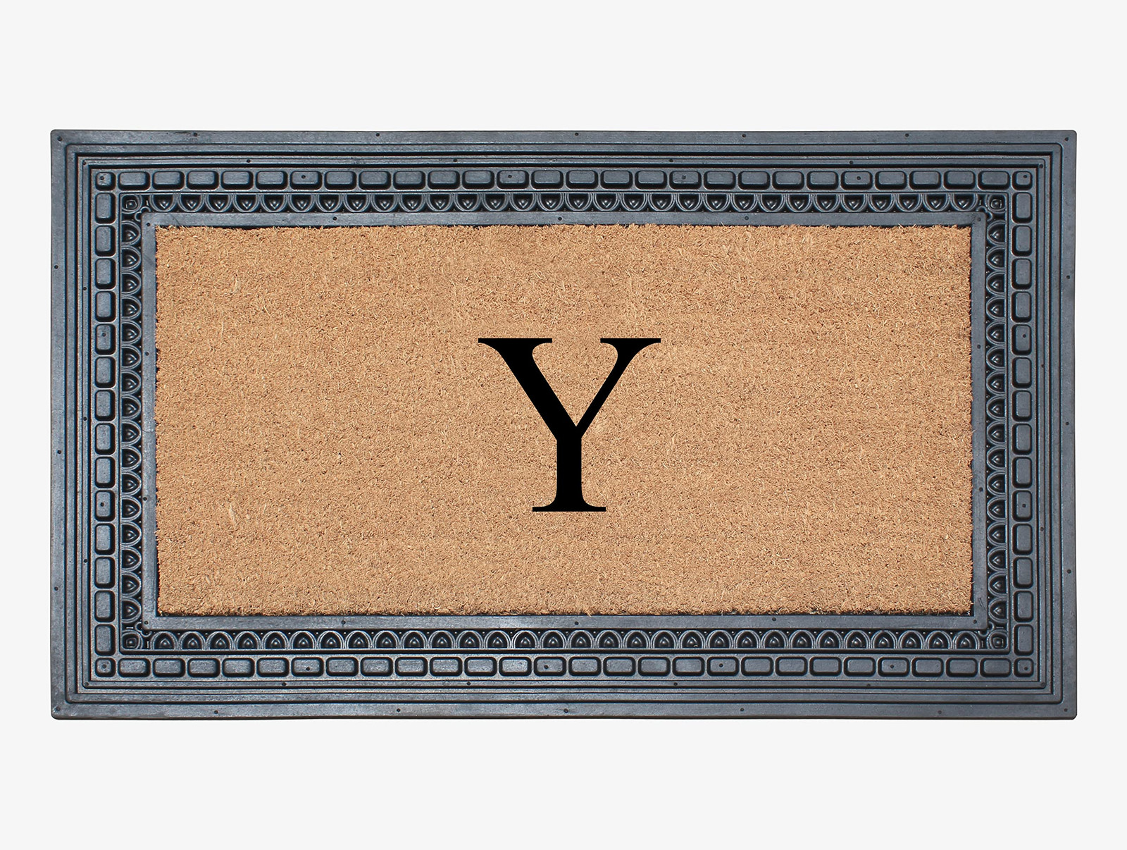 A1HC Natural Rubber & Coir 23x38 Monogrammed Anti-Slip Front Door Doormat