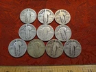 90% Silver Coin Lot of 10 Standing Liberty Quarters $2.50 Face Value Silver