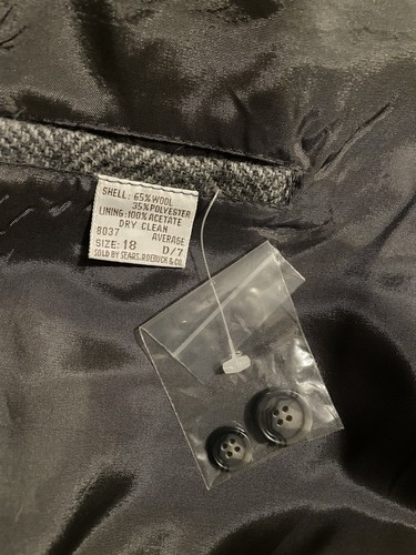 Vintage Harrington Square Ledermischung Blazer Damengröße 18 grau Fischgrätmuster - Bild 8 von 8