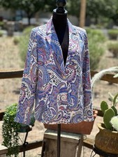 Paisley Print Blazer Women In Control XS Artsy Chic Fitted Flattering
