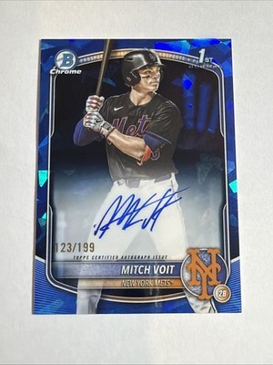 2025 1st Bowman Draft Chrome Sapphire Ref Mitch Voit Auto 123/199 RC SP Mets