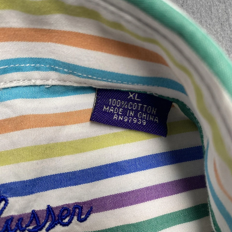 Alan Flusser 衬衫男式特大号多色条纹纽扣长袖 — 第 4/4 张图片