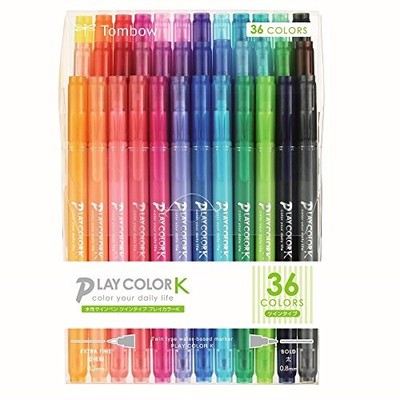 Water-based felt-tip pen, 36 colors, thick & extra-fine, twin type, full of cute