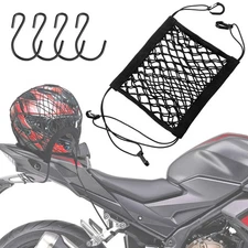 Motorcycle Helmet Cargo Net 10"x11" Bungee Storage with 4 Hooks