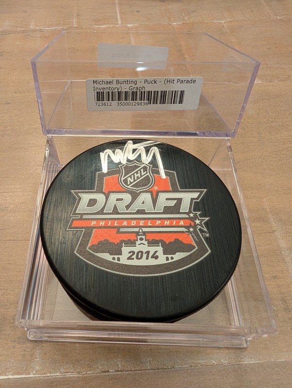 Michael Bunting Fanatics Signed 2014 NHL DRAFT PUCK Pittsburgh Penguins COA